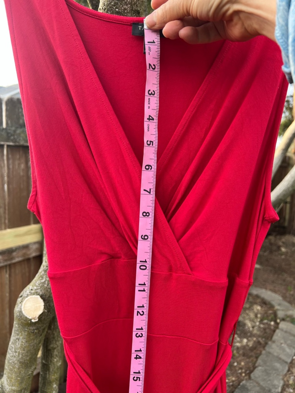 NWOT Elegant Flowy Talbots Petites Red Belted Surplice Dress Sleeveless MP Chic - Picture 14 of 17